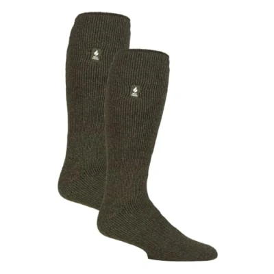 Abbildung von HEAT HOLDERS Herren 2 Paar Thermo Kniestrümpfe Dicke Winter Warme Extra Lang Socken mit Innenfleece für (39 45, Waldgrün)