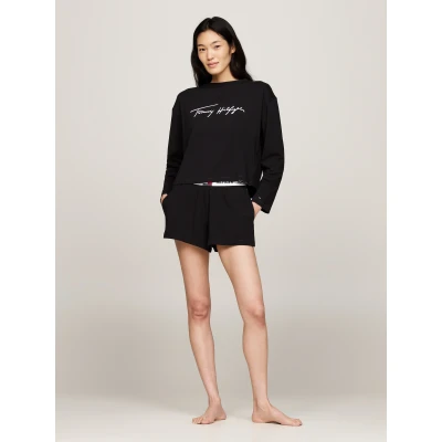 Abbildung von Tommy Hilfiger Underwear Pyjama LS SHORT PJ SET (EXT.SIZE) (Set, 2 tlg., 2tlg) mit Logo Schriftzüge
