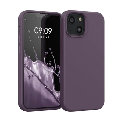 Abbildung von kwmobile Hülle kompatibel mit Apple iPhone 13 Mini Silikon Handy Case Handyhülle weiche Oberfläche kabelloses Laden Helle Iris