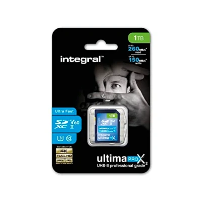 Abbildung von Integral 1TB UHS II SD Karte v60 Bis zu 260MB/s Lese und 150MB/s Schreibgeschwindigkeit SDXC Professional High Speed Speicherkarte