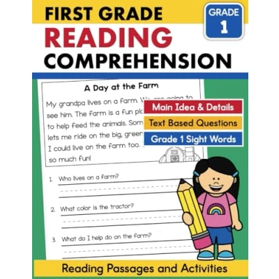 Abbildung von 1st Grade Reading Comprehension Passages and Activities Workbook Ages 6 to 7: Questions Main Idea Skills for First 1 Homeschool or Classroom (Comprehension Builders)