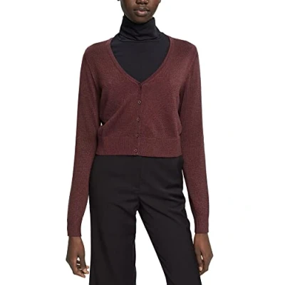 Abbildung von Esprit Kurzer MIT Vausschnitt UND Glitzereffekt Strickjacke, Damen, Größe: Large, Bordeaux red
