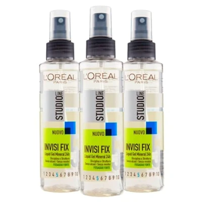 Abbildung von L&#039;Oréal Paris Studio Line Invisi Fix Flüssiggel Mineralspray Langlebig 24h Ohne Rückstände Starker 5 Halt 3 Flaschen à 150ml