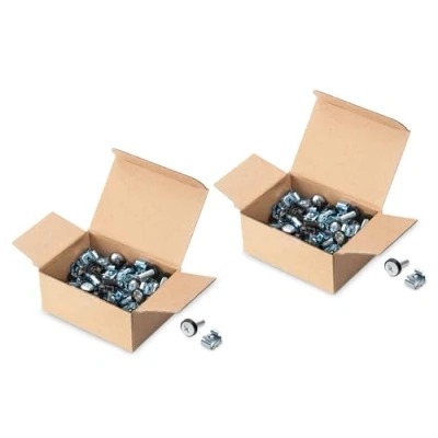 Abbildung von DIGITUS DN 19 Set S M6 Schrauben &amp; Käfigmuttern 100 Stück Montageschrauben für Serverschrank, AV Rack, Zoll / 10 Netzwerkschrank Montagesatz Silber