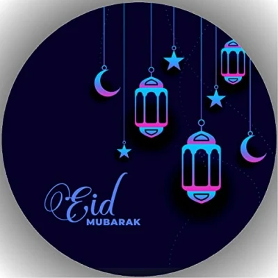 Abbildung von Fondant Tortenaufleger Tortenbild Geburtstag EID MUBARAK K8