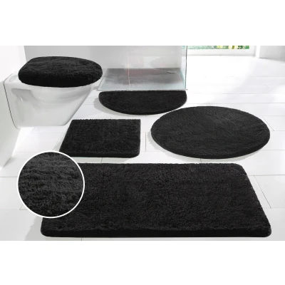 Abbildung von my home Badematte Merida, Höhe 32 mm, rutschhemmend beschichtet, fußbodenheizungsgeeignet, schnell trocknend, strapazierfähig, Kunstfaser, rechteckig, Badteppich, Uni Farben, rund &amp; als 2 tlg. Set erhältlich