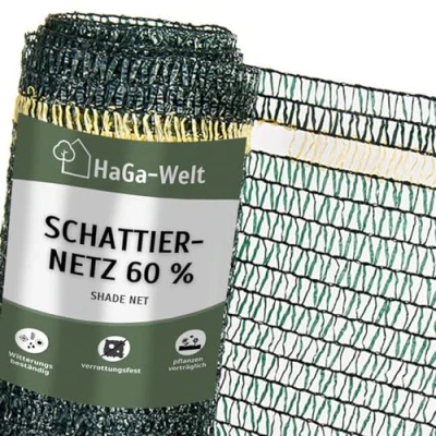 Abbildung von HaGa Schattiernetz 1,5m x 5m mit 60% Schattierwirkung Hitzeschutz &amp; Sonnenschutz für Pflanzen Balkon Sichtschutz Terrassen Sonnensegel Wetterfest Temperaturbeständig, vielseitig zuschneidbar