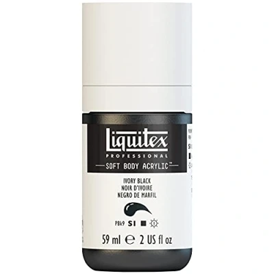 Abbildung von Liquitex 1959244 Professional Acrylfarbe Soft Body Künstlerfarbe in cremiger deckender Konsistenz, hohe Pigmentierung, lichtecht &amp; alterungsbeständig, 59ml Flasche Elfenbeinschwarz