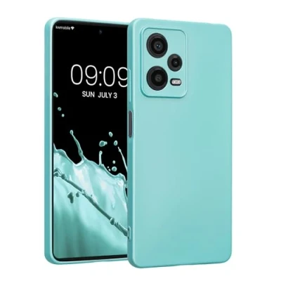 Abbildung von kwmobile Handyhülle kompatibel mit Xiaomi Redmi Note 12 Pro 5G Hülle weiche Silikon Case metallisch schimmernd in Metallic Mintgrün