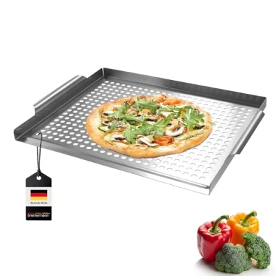 Abbildung von bremermann Grillplatte 39,5 x 3 29 cm Edelstahl Grillkorb Grillpfanne