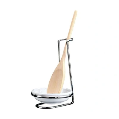 Abbildung von Küchenprofi Kochlöffelständer aus rostfreiem Edelstahl inkl. Porzellan Schälchen und Holzlöffel, H: 16 cm, Ø 11 Kochlöffelablage