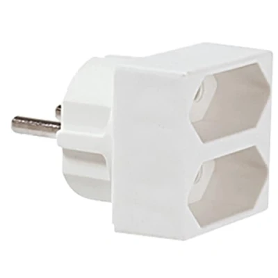 Abbildung von Bachmann Euro Doppelstecker Stromadapter Konturenstecker, CEE 7/17, Typ C zu Eurostecker, 2,5A, 7/16, C, 0 cm, 1x Schutzkontakt Stecker, 2x Buchse