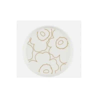 Abbildung von Marimekko Oiva/Piirto Unikko Plate 13,5 cm, D 13 cm White, Gold