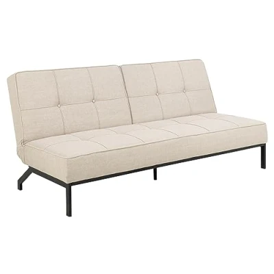 Abbildung von AC Design Furniture Bent Schlafsofa, Beige, mit 3 Liegepositionen, Moderner Sitzer ohne Armlehne, Gepolstertes Sofa Zweifarbigem Effektbezug, Schwarzen Beinen, B: 198 x H: 87 T: 95 cm