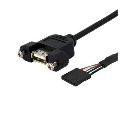 Abbildung von StarTech.com 90cm USB 2.0 Blendenmontage Kabel, USA A auf 5 pin Mainboard Pfostenstecker Buchse, Bu/Bu