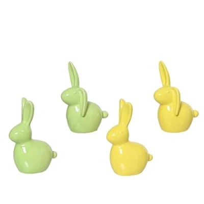 Abbildung von Dekofigur Hase 11,8cm Porzellan 1 Stück Sortiert Dekohase für Ostern Frühling Osterhase als Osterdeko Osterschmuck Osterfiguren Ostergeschenk Frühlingsdeko Tischdeko Gelb Grün