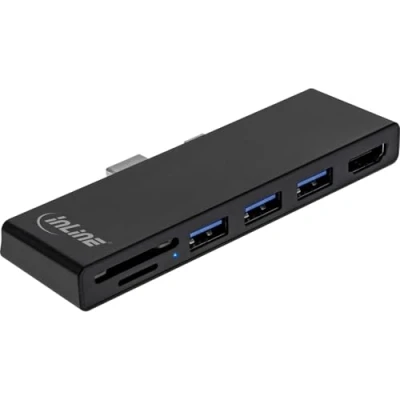 Abbildung von InLine MultiHub, Surface Pro 4/5/6, 3 Port USB 3.2 Typ A Buchse HDMI 4K, Cardreader, schwarz