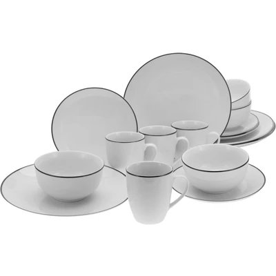 Abbildung von CreaTable Kombiservice &quot;Luna Black Line&quot;, (Set, 16 tlg.), handgemaltes Liniendekor
