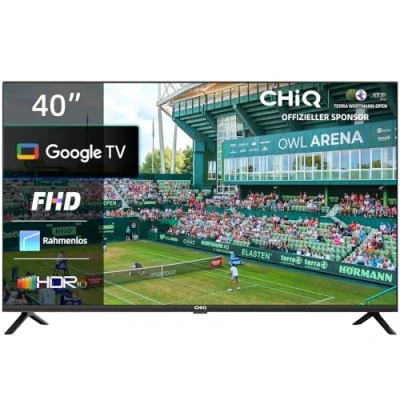 Abbildung von CHIQ L40G7V 40 Zoll TV Gerät, Google TV, FHD, rahmenloses Design, Assistant, Play, Chromecast Built in, Dreifach Radio (DVB T2/S2/C), 5G WLAN, Bluetooth, HDMI ARC, USB2.0, CI+