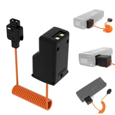 Abbildung von ZCGINE DT AD200 Dummy Akku und Stromkabel für Godox Blitzlicht AD200/AD200Pro/AD300Pro/AD200ProII 14,8 V/10 A, 60 cm Länge