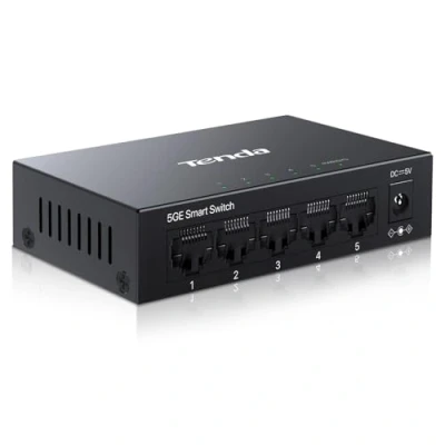 Abbildung von Tenda TEG205E Managed Switch 5 Port Gigabit Netzwerk Switch, Smart LAN Verteiler (IGMP Snooping, QoS, VLAN, DHCP MAC Address Binding, Lüfterlos, Metallgehäuse)