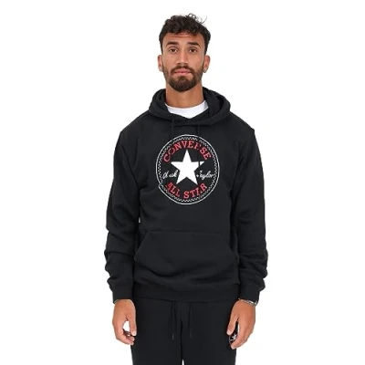 Abbildung von Converse Patch Standard FIT Hoodie Kapuzenpullover, Herren, Größe: Small, Black