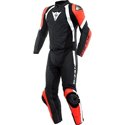 Abbildung von Dainese Avro 4 2 Teiler Motorrad Lederkombi (Black/Red/White,54)