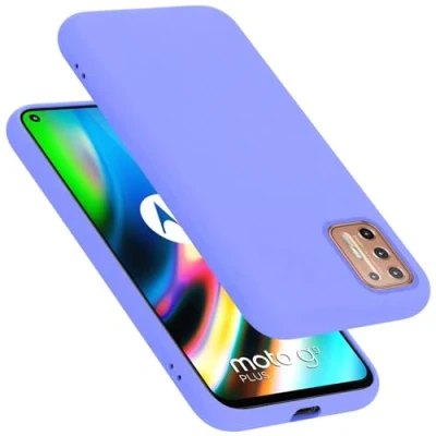 Abbildung von Cadorabo Hülle kompatibel mit Motorola Moto G9 Plus Silikon Handyhülle für Case aus flüssigem stoßfeste dünne TPU Schutzhülle Liquid HELL LILA