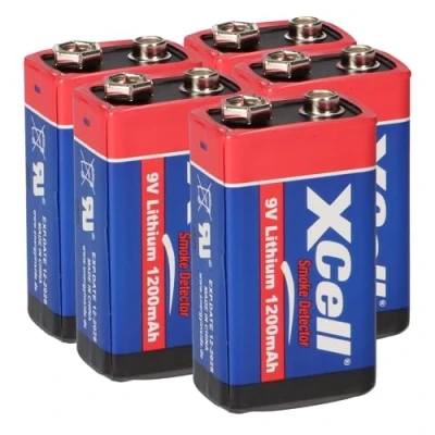 Abbildung von 5X Batterie Lithium 9 Volt Block 1200mAh, 9v E (U9VL, CR 9V, 6LR61) 10 Jahres ideal für z.B. Rauchmelder, Feuermelder, Messgeräte, Mikrofone u.v.m. AKKUman Set (5 Stück)