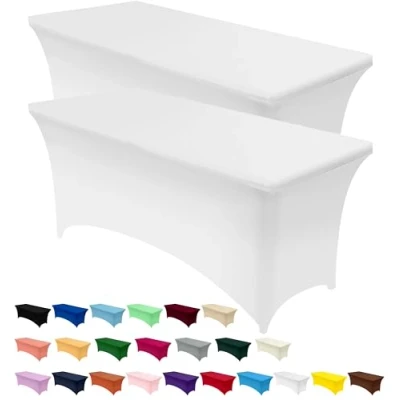 Abbildung von Utopia Kitchen Spandex Tischdecke 2 Pack [4FT, Weiß] Enge, Passgenaue, Waschbar und Faltenfrei Outdoor für Veranstaltung, Hochzeit, Bankett &amp; Partys [122Lx76Wx76H] cm