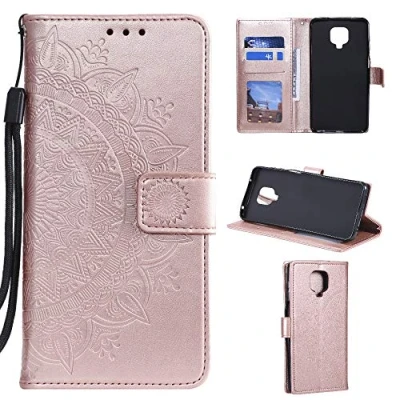 Abbildung von CoverKingz Handyhülle kompatibel mit Xiaomi Redmi Note 9 Pro Handytasche Kartenfach Klapphülle Case Handy Hülle klappbar Motiv Mandala Rosegold