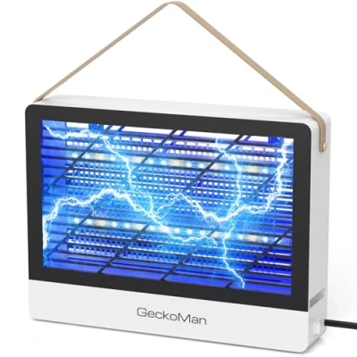 Abbildung von 2 Pack GeckoMan LED Insektenvernichter Elektrische Fliegenfalle Innenbereich Mückenfalle Mückenlampe Innen, Energiesparende Max Attrakt Hybrid Spektrum Röhre 10 Jahre Betrieb, Hochvolt Soforttötung