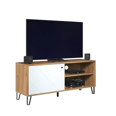 Abbildung von trendteam smart living Lowboard Fernsehschrank Fernsehtisch Wohnzimmer Touch Aufbaumaß (BxHxT) 123 x 56 40 cm Farbe Artisan Eiche mit Weiß 210232007