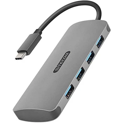 Abbildung von Sitecom CN 383 USB C Hub 4 Port auf 4X 3.0 Type A für MacBook Pro/Air, Chromebook und weitere Typ Geräte
