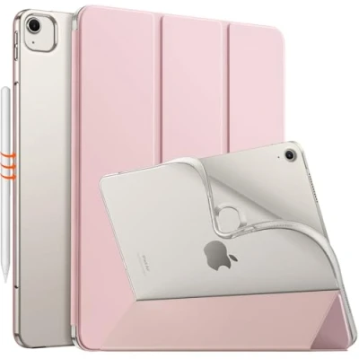 Abbildung von MoKo für iPad Air 13 Zoll Hülle M2 2024, mit weicher, transparenter, gefrosteter TPU Rückseite,Slim Smart Folio Schutzhülle 13&quot;,iPad Cover, Helle Rosa