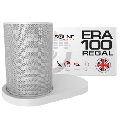 Abbildung von Sound bass ERA100 Regalwandhalterung, weiß, einzeln (1 Stück), kompatibel mit Sonos ERA 100 Lautsprecher, Halterung, Kabelmanagement, Montagezubehör