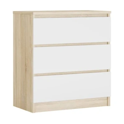 Abbildung von 3E 3xE living.com Komodenschrank mit 3 Schubladen, Farbe: Sonoma Eiche/Weiss, A: 70 x 78 39 cm
