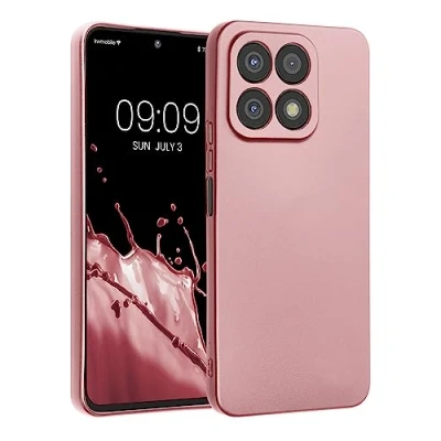 Abbildung von kwmobile Handyhülle kompatibel mit Honor X8a Hülle weiche Silikon Case metallisch schimmernd in Metallic Rosegold