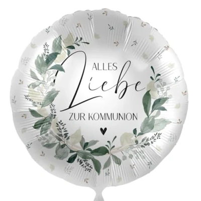 Abbildung von Premioloon Folienballon Alles Liebe zur Kommunion Greenery, ca. 43 cm 81152