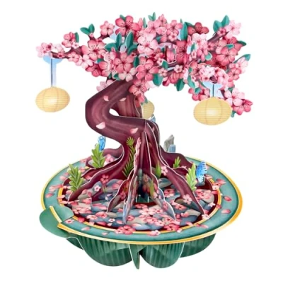 Abbildung von Santoro Pirouette 3D Pop Up Grußkarte Kirschblüte Geburtstagsgeschenk für sie, Mutter, Tochter, Ehefrau, Freundin Jahrestag, Thinking of You, Dankeskarte Blumenkarte zum Muttertag