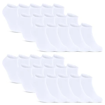 Abbildung von 10 20 30 Paar Sneaker Socken Damen &amp; Herren Schwarz Weiß Baumwolle 10800 (Weiß 39 42)