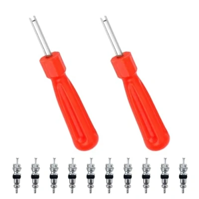 Abbildung von FuzlPnag 10 PCS Ventileinsätzen mit 2 Ventileinsatzentferner, Ventilkernwerkzeug， Ventilkern Entferner ，für Auto Fahrrad LKW Ersatzreifen
