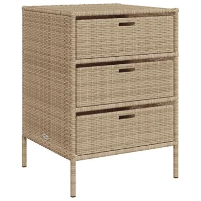 Abbildung von vidaXL Gartenschrank, Geräteschrank mit viel Stauraum, Beistellschrank Schrank Türen, Balkonschrank Terrassenschrank, Beige Poly Rattan