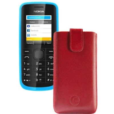Abbildung von Original Favory Etui Tasche für / Nokia 130 Leder Handytasche Ledertasche Schutzhülle Case Hülle Lasche mit Rückzugfunktion* in rot