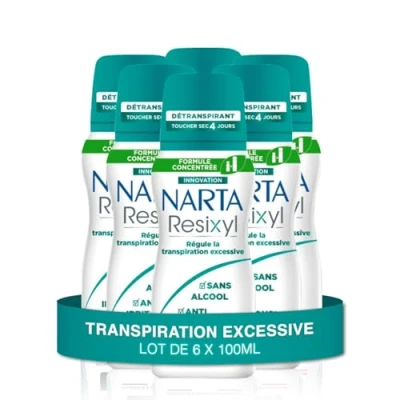 Abbildung von NARTA Resixyl Deodorant für Damen mit trockener Berührung 4 Tage übermäßiges Schwitzen gegen Reizungen * 0% Alkohol ** empfindliche Haut weiße Flecken 100 ml 6