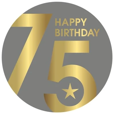 Abbildung von Essbarer Tortenaufleger 75. Geburtstag // Kuchendekoration Tortendekoration (Grau)