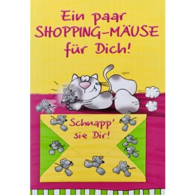 Abbildung von Perleberg Allgemeine Geldkarte Lifestyle Collection Karte für Geldgeschenk mit Mäuse &amp; Katzen Motiv Geld Kuvert Geldkarten passendem Umschlag Geschenkkarte in 11,6 x 16,6 cm