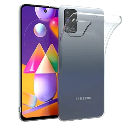 Abbildung von EAZY CASE Hülle kompatibel mit Samsung Galaxy M31s Schutzhülle Silikon, Ultra dünn, Slimcover, Handyhülle, Silikonhülle, Backcover, Durchsichtig, Klar Transparent