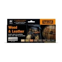 Abbildung von Vallejo VJ70182 70182 Farbset, Holz &amp; Leder, 8x17 ml, Rot