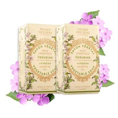 Abbildung von Panier des Sens Seifenstück Hand &amp; Körperseife Mit Verbene Olivenöl Körperpflege für Damen und Herren Marseille Seife 97% Natürliche 2x150g